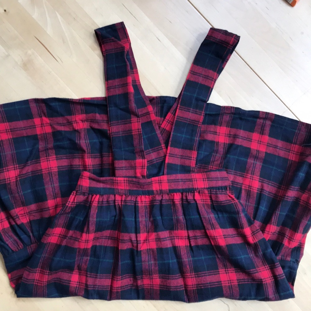 Hayden pinafore overalls dress in plaid